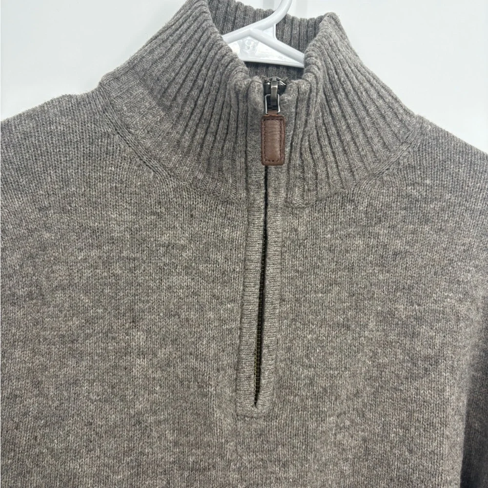 J. Crew Men's Gray 100% Lambswool Half Zip Sweater